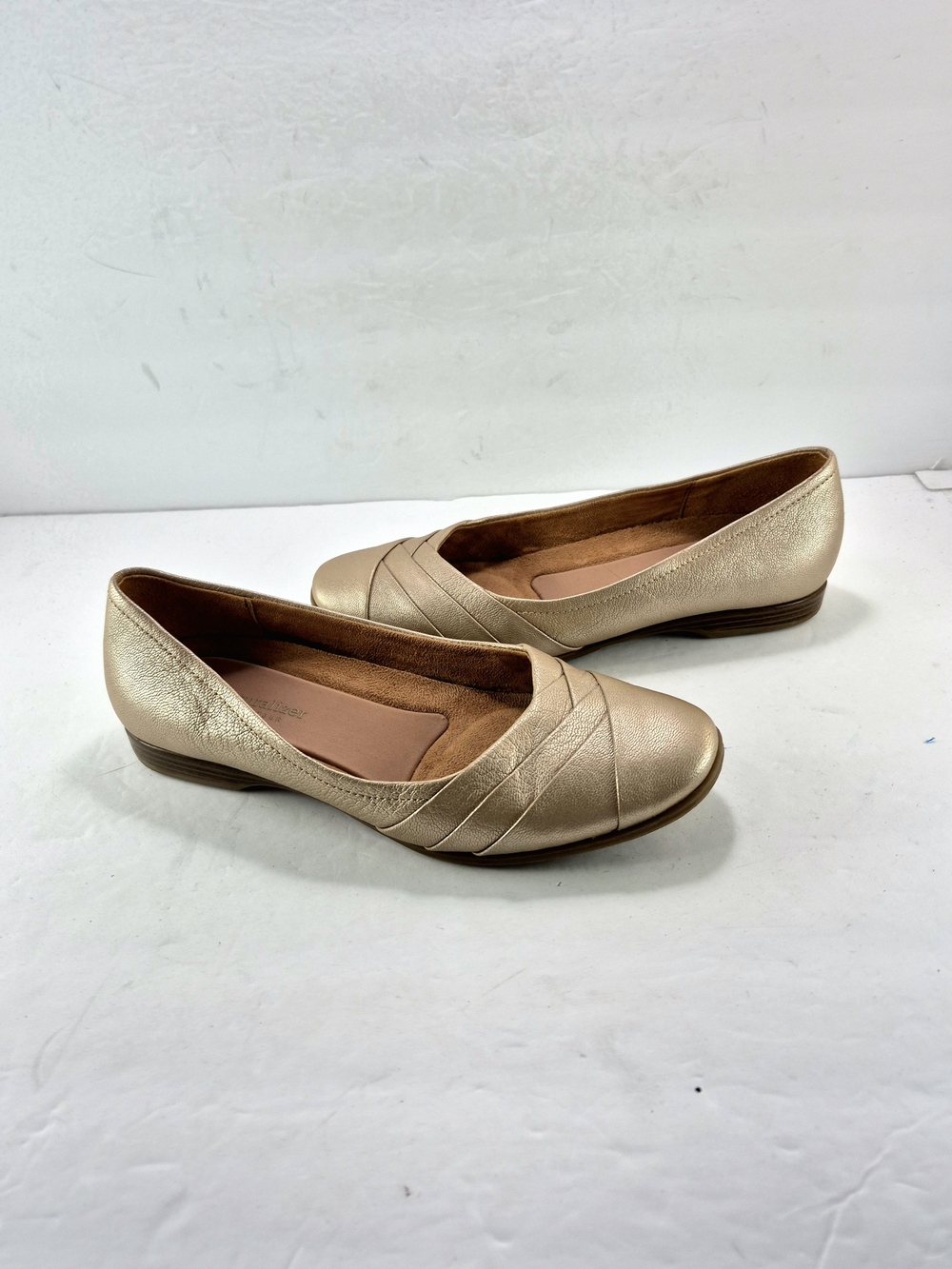 Naturalizer Jaye Tan Leather Ballet Flats Pleated Toe N5 Contour Womens 8.5 M